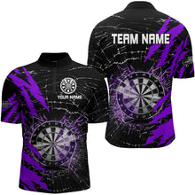 Load image into Gallery viewer, Black And Purple Darts Board Break Glass Custom Dart Shirts For Men, Darts Team Shirts Dart Jerseys TDM3217