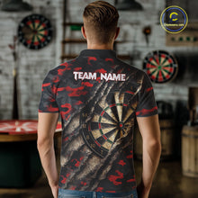 Load image into Gallery viewer, Red Retro Grunge Camo Darts Shirt For Men Custom Darts Jersey Team Polo &amp; Quarter Zip Uniform TDM5448