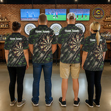 Load image into Gallery viewer, Green Retro Grunge Camo Darts Shirt For Men Custom Darts Jersey Team Polo &amp; Quarter Zip Uniform TDM5450