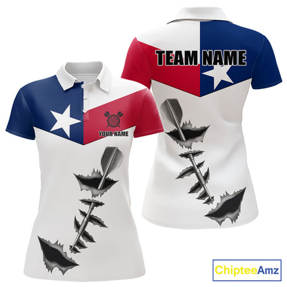 Personalized Texas Flag Steel Tip Dart Polo & 1/4 Zip For Women Custom Texas Darts Team Jersey TDM5451