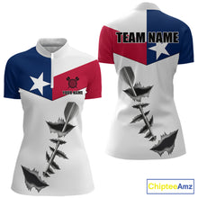 Load image into Gallery viewer, Personalized Texas Flag Steel Tip Dart Polo &amp; 1/4 Zip For Women Custom Texas Darts Team Jersey TDM5451