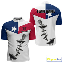 Load image into Gallery viewer, Personalized Texas Flag Steel Tip Dart Polo &amp; 1/4 Zip For Men Custom Texas Darts Team Jersey TDM5451