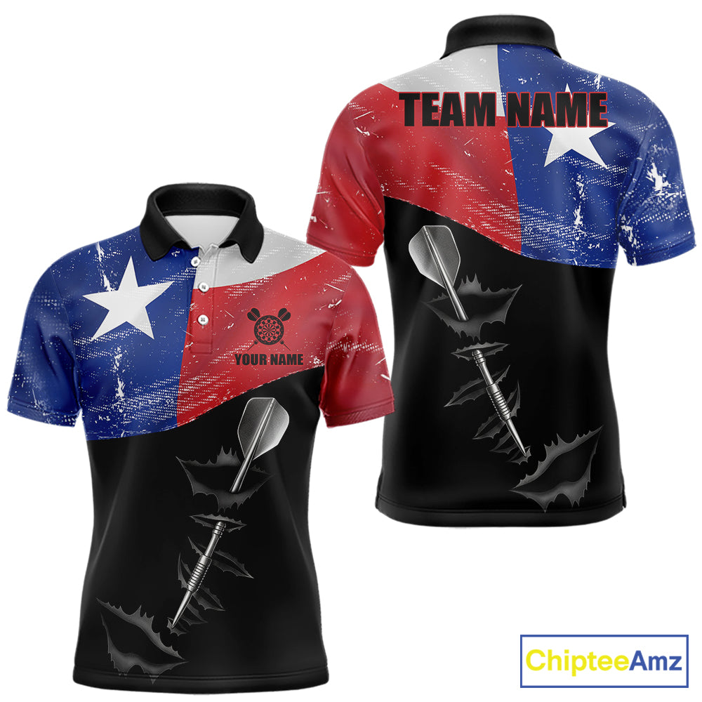 Personalized Texas Flag Steel Tip Dart Polo & 1/4 Zip For Men Custom Texas Darts Team Jersey TDM5452