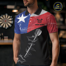 Load image into Gallery viewer, Personalized Texas Flag Steel Tip Dart Polo &amp; 1/4 Zip For Men Custom Texas Darts Team Jersey TDM5452