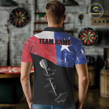 Load image into Gallery viewer, Personalized Texas Flag Steel Tip Dart Polo &amp; 1/4 Zip For Men Custom Texas Darts Team Jersey TDM5452