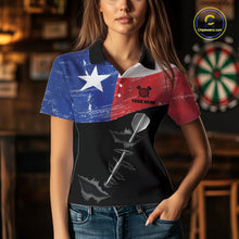 Load image into Gallery viewer, Personalized Texas Flag Steel Tip Dart Polo &amp; 1/4 Zip For Women Custom Texas Darts Team Jersey TDM5452