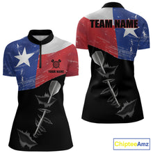 Load image into Gallery viewer, Personalized Texas Flag Steel Tip Dart Polo &amp; 1/4 Zip For Women Custom Texas Darts Team Jersey TDM5452