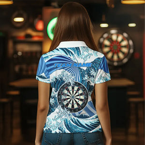 Personalized Blue Darts Waves Sea Darts Polo & Quarter Zip Custom Women Dart Shirts Funny Dart Jersey TDM3419