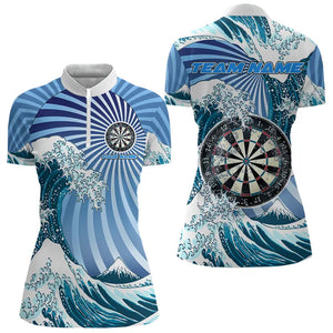 Personalized Blue Darts Waves Sea Darts Polo & Quarter Zip Custom Women Dart Shirts Funny Dart Jersey TDM3419