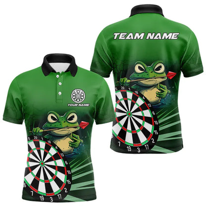 Personalized Green Funny Frog Darts Shirts For Men Custom Darts Team Jerseys Outfit, Darts Gifts TDM3558