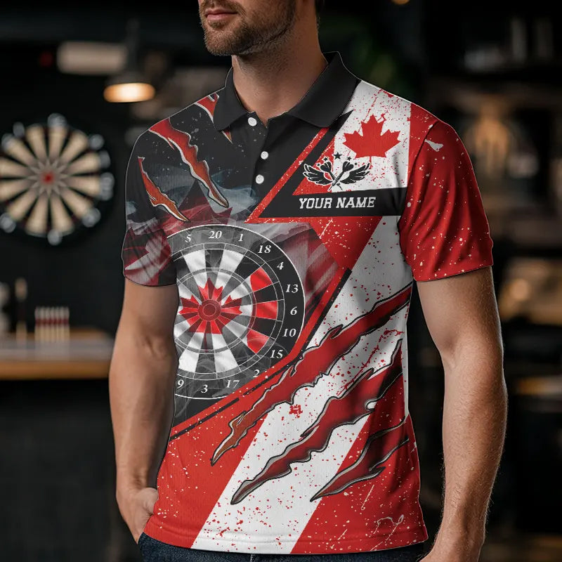 Personalized Canada Flag Dartboard Smoke Dart Shirts For Men, Pride Patriotic Dart Team Jerseys TDM3562