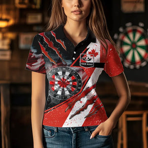 Personalized Canada Flag Smoke Dart Shirts For Women, Patriotic Darts Jerseys TDM3562