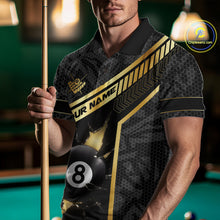 Load image into Gallery viewer, Black And Gold 8 Ball Break Glass Billiard Shirt For Men Custom Pool Team Jersey Polo &amp; 1/4 Zip TDM6069