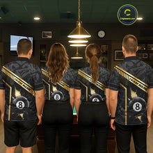 Load image into Gallery viewer, Black And Gold 8 Ball Break Glass Billiard Shirt For Men Custom Pool Team Jersey Polo &amp; 1/4 Zip TDM6069