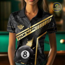 Load image into Gallery viewer, Black And Gold 8 Ball Break Glass Billiard Shirt For Men Custom Pool Team Jersey Polo &amp; 1/4 Zip TDM6069