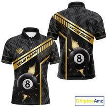 Load image into Gallery viewer, Black And Gold 8 Ball Break Glass Billiard Shirt For Men Custom Pool Team Jersey Polo &amp; 1/4 Zip TDM6069