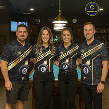 Load image into Gallery viewer, Black And Gold 8 Ball Break Glass Billiard Shirt For Men Custom Pool Team Jersey Polo &amp; 1/4 Zip TDM6069
