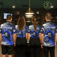 Load image into Gallery viewer, Blue Grunge 8 Ball Pool Custom Billiard Shirts For Men, Billiard Team Jerseys Polo 1/4 Zip TDM6074