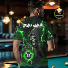 Load image into Gallery viewer, Green Grim Reaper 8 Ball Billiard Shirt For Men Custom Lightning Billiard Team Jersey Polo, 1/4 Zip TDM6326