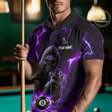 Load image into Gallery viewer, Purple Grim Reaper 8 Ball Billiard Shirt For Men Custom Lightning Pool Team Jersey Polo, 1/4 Zip TDM6328