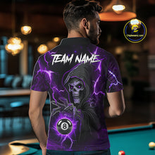 Load image into Gallery viewer, Purple Grim Reaper 8 Ball Billiard Shirt For Men Custom Lightning Pool Team Jersey Polo, 1/4 Zip TDM6328
