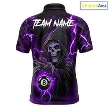 Load image into Gallery viewer, Purple Grim Reaper 8 Ball Billiard Shirt For Men Custom Lightning Pool Team Jersey Polo, 1/4 Zip TDM6328