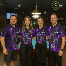 Load image into Gallery viewer, Purple Grim Reaper 8 Ball Billiard Shirt For Men Custom Lightning Pool Team Jersey Polo, 1/4 Zip TDM6328