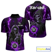 Load image into Gallery viewer, Purple Grim Reaper 8 Ball Billiard Shirt For Men Custom Lightning Pool Team Jersey Polo, 1/4 Zip TDM6328
