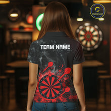 Load image into Gallery viewer, Red Dartboard Splatter Smoke Darts Shirt For Women Custom Grunge Darts Team Jersey Polo &amp; 1/4 Zip TDM6505