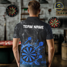 Load image into Gallery viewer, Blue Dartboard Splatter Smoke Darts Shirt For Men Custom Grunge Darts Team Jersey Polo &amp; 1/4 Zip TDM6506