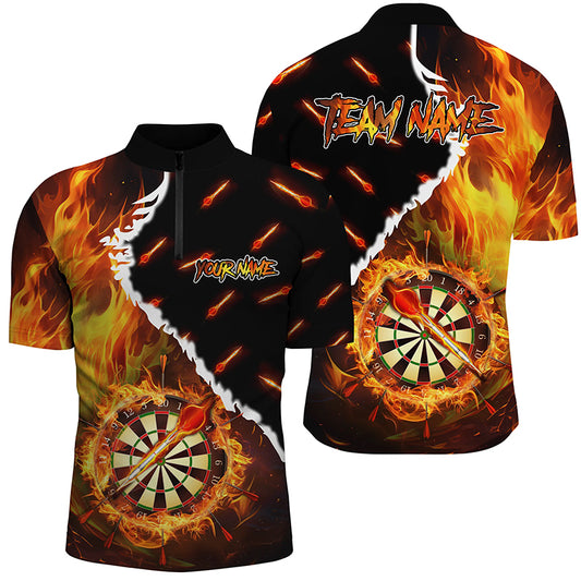 Personalized Darts Board Fire Flame Custom Darts Shirts For Men, 3D Printed Darts Team Jerseys TDM1819