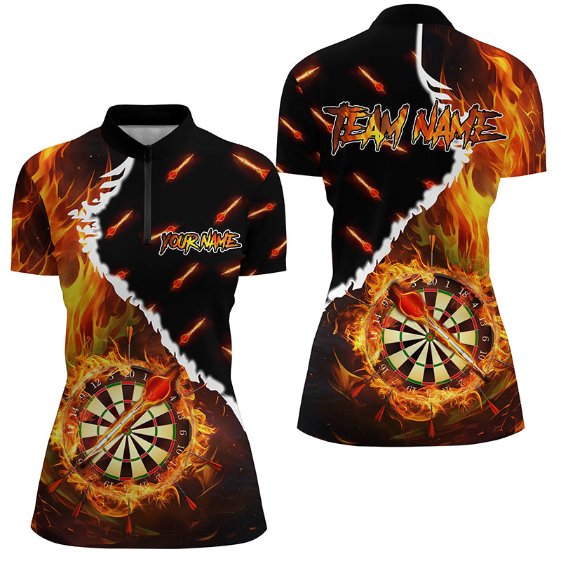 Personalized Darts Board Fire Flame Custom Darts Shirts For Women, 3D Printed Darts Team Jerseys TDM1819