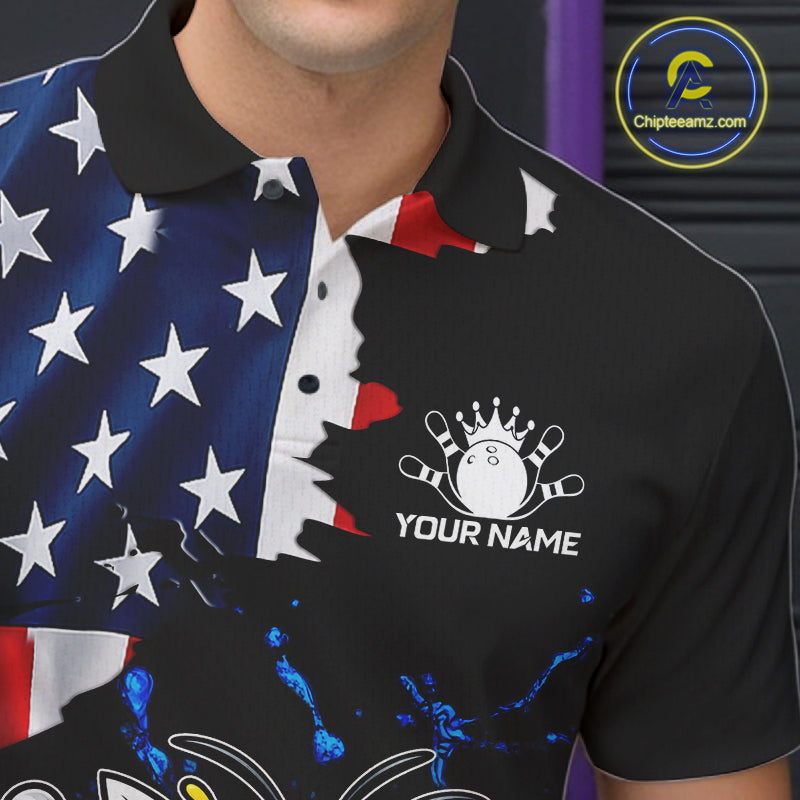 Funny Bee Bowling Shirts For Men Custom US Flag Patriotic Team Bowling Jerseys Uniforms TDM7501