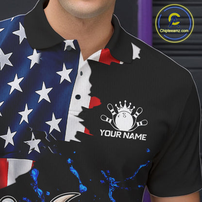 Funny Bull Bowling Shirts For Men Custom US Flag Patriotic Team Bowling Jerseys Uniforms TDM7504