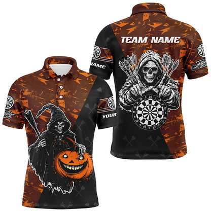Personalized Orange Abstract Grim Reaper Halloween Darts Shirts For Men,  Darts Jerseys TDM2736