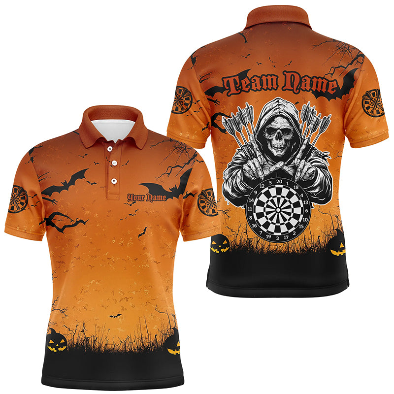 Orange Halloween Spook Night Custom Men Dart Shirts, Scary Death Skeleton Halloween Darts Gift TDM2737