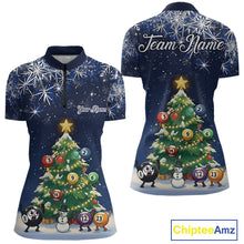 Load image into Gallery viewer, Funny Christmas Billiard Balls Pine Tree Pool Shirt For Women Custom Xmas Billiard Shirts Gifts TDM5215
