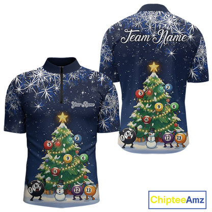 Funny Christmas Billiard Balls Pine Tree Pool Shirt For Men Custom Xmas Billiard Shirts Gifts TDM5215