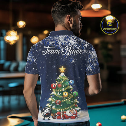 Funny Santa Christmas Billiard Balls Pine Tree Pool Shirt For Men Custom Xmas Billiard Gifts TDM5216