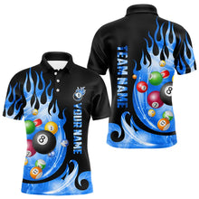 Load image into Gallery viewer, Custom Black Blue Fire Flame Light Pool Balls Billiard Shirts For Men Team League Billiard Jerseys TDM3423