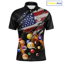 Load image into Gallery viewer, American Flag Pool Balls Billiard Shirt For Men Custom Patriotic Billiard Jersey Polo &amp; 1/4 Zip TDM5730