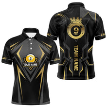 Load image into Gallery viewer, Customized 9 Ball Pool Crown Men Billiard Shirts, Gold And Black Billiard Team Shirts, Pool Jerseys TDM3565