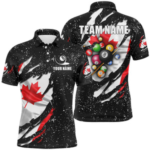 Grunge Canada Flag 3D Billiard Balls Polo Shirts For Men Custom Patriotic Billiard Jerseys Attire TDM1240