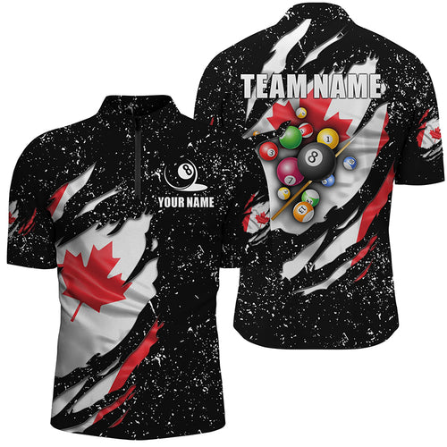 Grunge Canada Flag 3D Billiard Balls Men Quarter-Zip Shirts Custom Billiard Jerseys Attire TDM1240