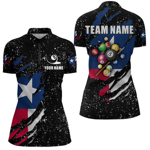 Grunge Texas Flag 3D Billiard Balls Women Quarter-Zip Shirts Custom Billiard Jerseys Attire TDM1241