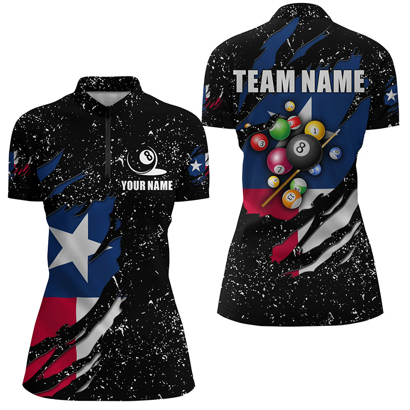 Grunge Texas Flag 3D Billiard Balls Women Quarter-Zip Shirts Custom Billiard Jerseys Attire TDM1241