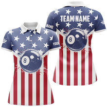 Load image into Gallery viewer, Personalized American Flag 8 Ball Billiard Shirts For Women Custom Patriotic Billiard Pool Jerseys TDM2021