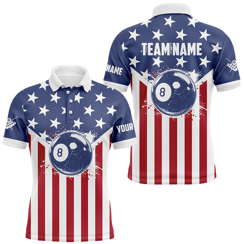 Personalized American Flag 8 Ball Billiard Shirts For Men Custom Patriotic Billiard Pool Jerseys TDM2021