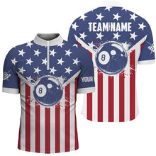 Load image into Gallery viewer, Personalized American Flag 8 Ball Billiard Shirts For Men Custom Patriotic Billiard Pool Jerseys TDM2021