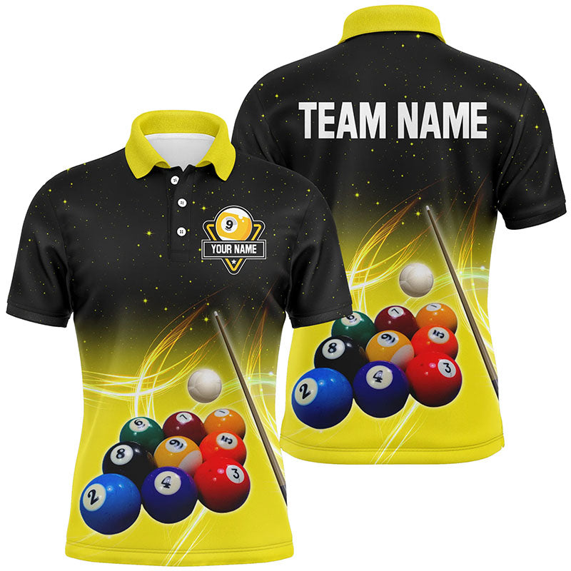 Galaxy 9 Ball Pool Custom Yellow Billiard Shirts For Men, Personalized Billiard Balls Sport Jerseys TDM2233